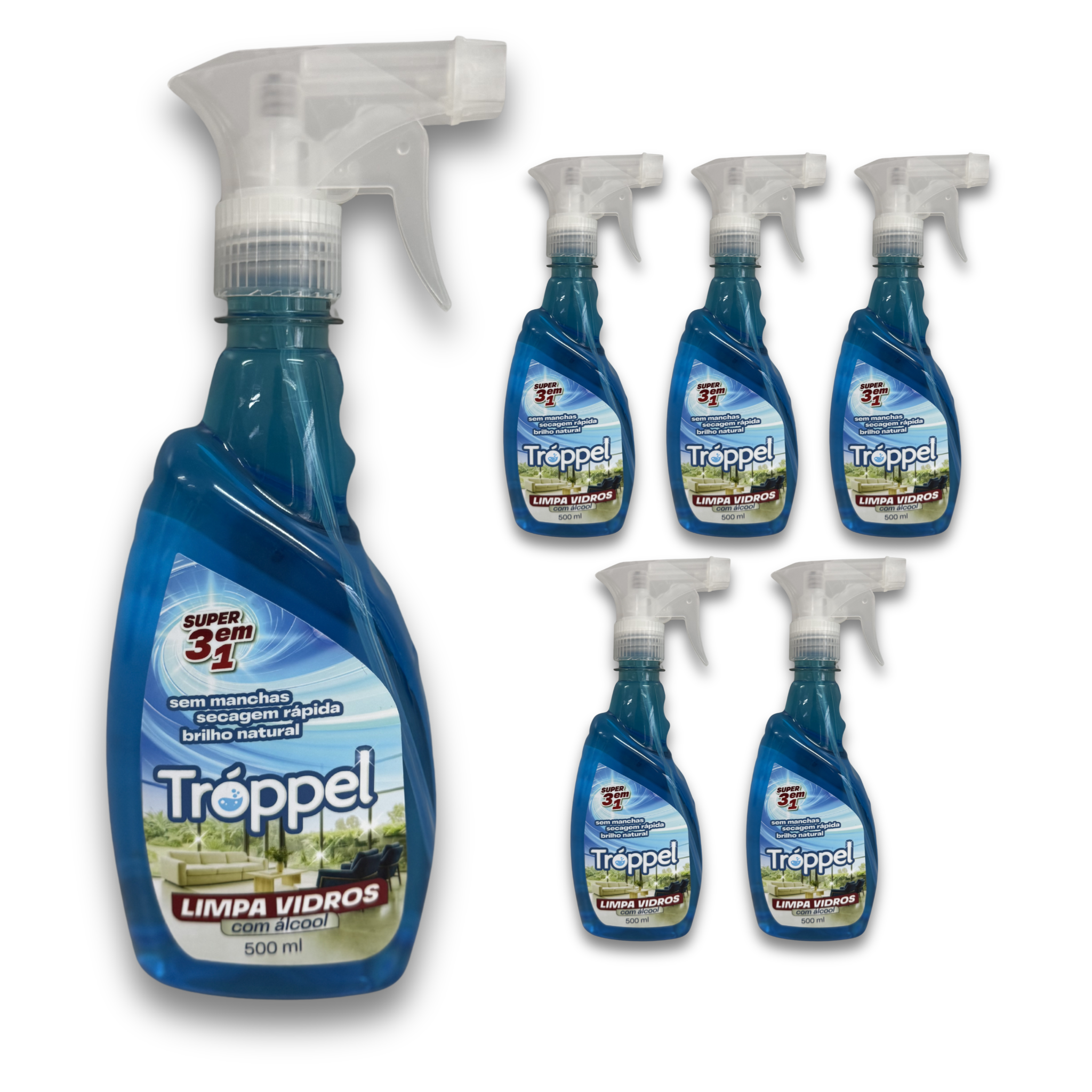 Kit 6 unidades: Limpa Vidros Tróppel 500ml